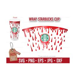 cold cup wrap blood svg, diy venti cold cup instant download, cold cup full halloween png files for cricut