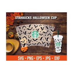 Full Wrap Halloween Starbucks Cup Svg Instant Download, Starbucks Venti cold Cup, PNG Files for Cricut Silhouette Cut machine