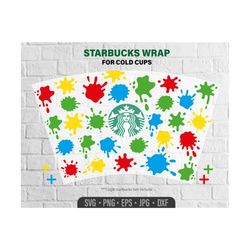 paint splatter full wrap for venti cold cup. svg file for cricut and silhouette cut machine ,digital download. coffee wrap cold cup.