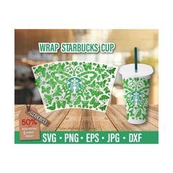 Starbucks Cup svg butterfly pattern SVG | DYI Venti Cold Cup, Instant Download ,PNG Files for Cricut & Cut machine | Butterfly lovers