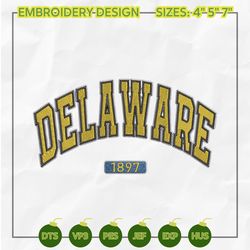 Delaware Embroidery Design, Delaware Football Embroidery Design, Machine Embroidery Design, Embroidery Files, Instant Download