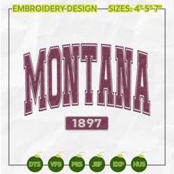 Montana 1897 Embroidery Design, Montana Football Embroidery Design, Machine Embroidery Design, Embroidery Files, Instant Download