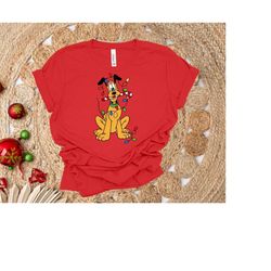 Disney Pluto Christmas Shirt, Cute Mickey and Friends Sweatshirt, Vintage Christmas Lights Tee, Disneyland Christmas Gif