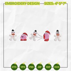 Kirby X Christmas Snowman Embroidery, Christmas Embroidery Designs, Christmas 2022 Embroidery Files, Xmas Embroidery Designs