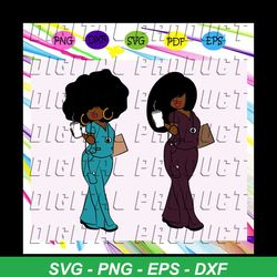 Original nurse svg, cocoa twins svg, Afro Queen Svg, AfricanAmerican svg, Black Power Svg, Black Woman For Silhouette, F
