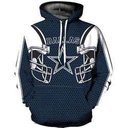 3D Dallas Cowboys Printed Hooded Pocket Pullover Sweater 303 style