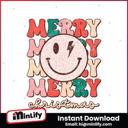 Groovy Smiley Face Merry Christmas PNG Download