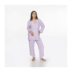 IFG Plain Viscos Pajama Set In Purple
