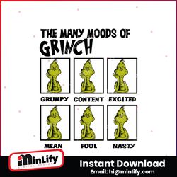 The Many Moods Of Grinch SVG Cutting Digital File