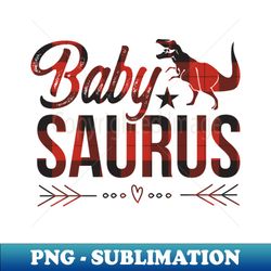 funny buffalo plaid baby saurus t rex dinosaur saurus family gift - retro png sublimation digital download - instantly transform your sublimation projects