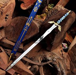 Custom Hand Forged Stainless Steel THE LEGEND OF ZELDA Full Tang Skyward Link's Master Sword With Scabbard, Decor Piece