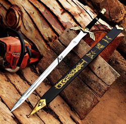 Custom Hand Forged Stainless Steel THE LEGEND OF ZELDA Full Tang Skyward Link's Master Sword With Scabbard, Decor Piece