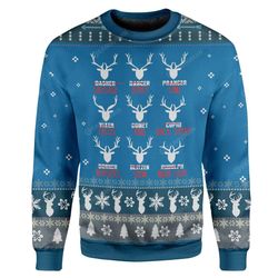 Gearhumans Ugly Christmas Santa&8217S Reindeer Hunting Custom Sweater Apparel