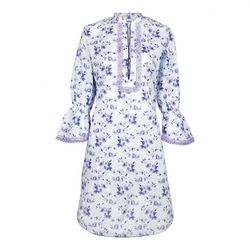 Basix White & Purple Cambric Fancy Shirt With Lace