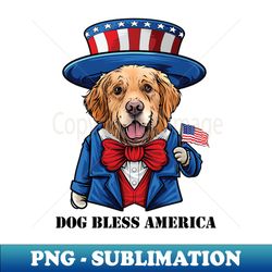 Golden Retriever Dog Bless America - Instant Sublimation Digital Download - Bold & Eye-catching