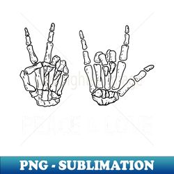Peace and Love Skeleton Hands - Elegant Sublimation PNG Download - Defying the Norms