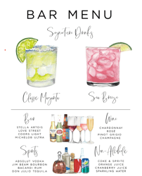 Drinks and Garnishes, Modern Editable Drink Menu Template, Bar Menu Template,his and hers drinks,Signature Drink Sign, w