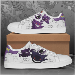 Gengar Skate Pokemon Low top Leather Skate Shoes, Tennis Shoes, Fashion Sneakers L98