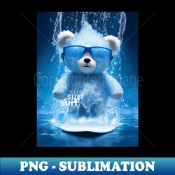 Wet Bear Surfer - Adventurous Animal - Retro PNG Sublimation Digital Download - Unlock Vibrant Sublimation Designs