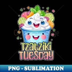 Tzatziki Tuesday Foodie Design - PNG Transparent Digital Download File for Sublimation - Unlock Vibrant Sublimation Designs