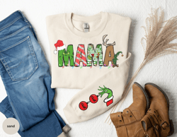 Custom Mama Grnch Sweatshirt, Mommy Grnch Kids Names Sweatshirt, Auntie Grinch Sweatshirt, Leopard Print, Gift for mothe