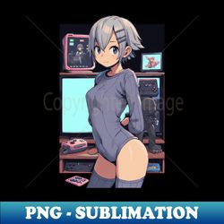 Simple gamer girl - PNG Transparent Digital Download File for Sublimation - Perfect for Sublimation Mastery