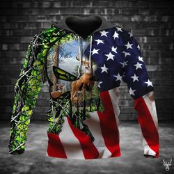 99THHHT-DEER HUNTING CAMO GREEN FLAG 3D ALL OVER PRINT