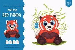 Big cartoon red panda. T-Shirt, Sticker.