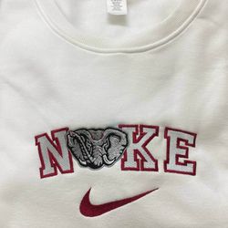 Nike Alabama Crimson Tide Embroidered Crewneck, NCAA Embroidered Sweater, Alabama Crimson Tide Hoodie, Unisex Shirts