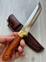 Tanto Knife N690 Steel Cocobolo Handle -Blacksmith Made Tanto Blade Hunting Knife - Camping Knife - Survival Knife with