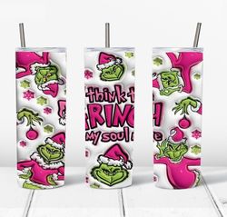 3D Inflated Pink Grinch Christmas Png, The Grinch Png, Christmas Tumbler 20Oz Skinny Tumbler Png instant download
