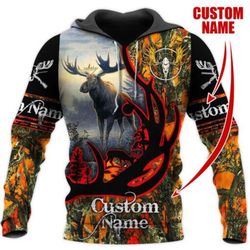 All Over Printed Customized Moose Hunting Hoodie-MEI