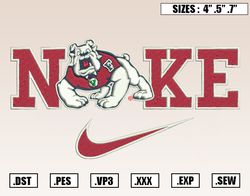 Nike x Fresno State Bulldogs Embroidery Designs, NCAA Embroidery Design File Instant Download