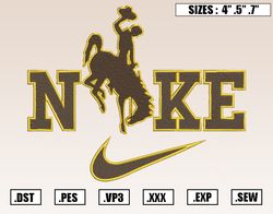 Nike x Wyoming Cowboys Embroidery Designs, NCAA Embroidery Design File Instant Download