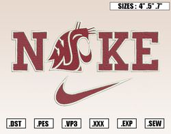 Nike x Washington State Cougars Embroidery Designs, NCAA Embroidery Design File Instant Download