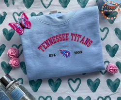 NFL Tennessee Titans Logo Embroidered Sweatshirt, NFL Logo Sport Embroidered Sweatshirt, NFL Embroidered Shirt