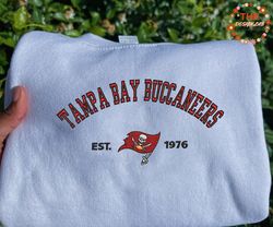 NFL Tampa Bay Buccaneers Logo Embroidered Sweatshirt, NFL Logo Sport Embroidered Sweatshirt, NFL Embroidered Shirt