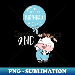 cute baby cow boy 2nd birthday - premium png sublimation file - spice up your sublimation projects