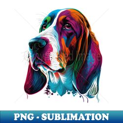 Basset Hound Portrait Colorful Dog Face Painting - Premium PNG Sublimation File - Enhance Your Apparel with Stunning Detail