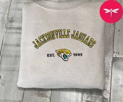 NFL Jacksonville Jaguar Logo Embroidered Sweatshirt, NFL Logo Sport Embroidered Sweatshirt, NFL Embroidered Shirt