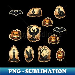 Bat and Pumpkin Halloween Icons - Professional Sublimation Digital Download - Enhance Your Apparel with Stunning Detail
