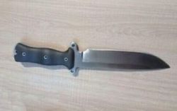 custom handmade d2 steel hunting bowie knife w/micarta handle & leather sheath