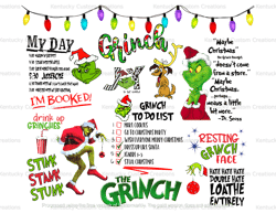 Grinch Collage Tumbler PNG Digital Download Christmas Sublimation Images