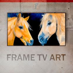 Samsung Frame TV Art Digital Download, Frame TV Art two horses, Frame TV art modern, Frame Tv art painting, Expressive