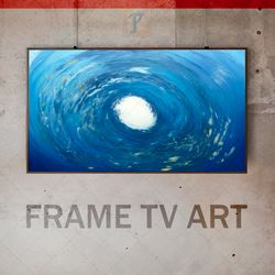 Samsung Frame TV Art Digital Download, Frame TV whirlpool of fish, Frame TV art modern, Expressive, Frame paint texture