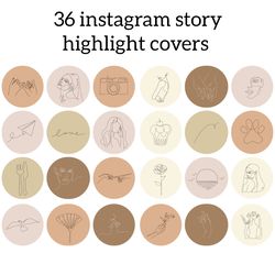 36 Sketch Instagram Highlight Icons. Minimalist Instagram Highlights Images. Neutral Social Media Icons.