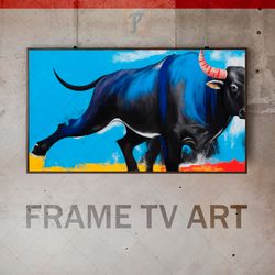 Samsung Frame TV Art Digital Download, Frame TV Art bull, Frame TV art modern, Frame TV painting, psychedelic avant-gard