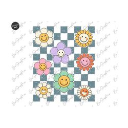 Retro Happy Flower Png, Vintage Sublimation Design, Happy Face Daisy, Vintage Flowers shirt Png, Groovy Floral