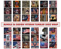 Bundle 36 Design Veteran Tumbler 20oz Wrap, Tumbler Bundle Design, Sublimation Tumbler Bundle, 20oz Skinny Tumbler 41