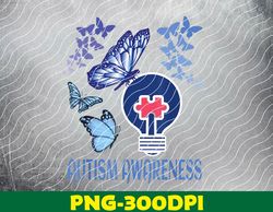 Blue Butterflies for Autism Awareness PNG Digital Download
